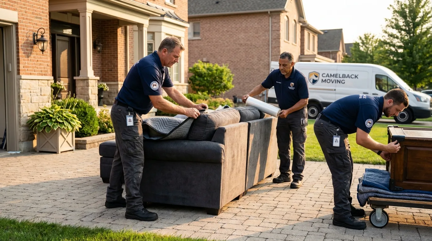 Large estate moving crew wrapping furniture in Reading, MI