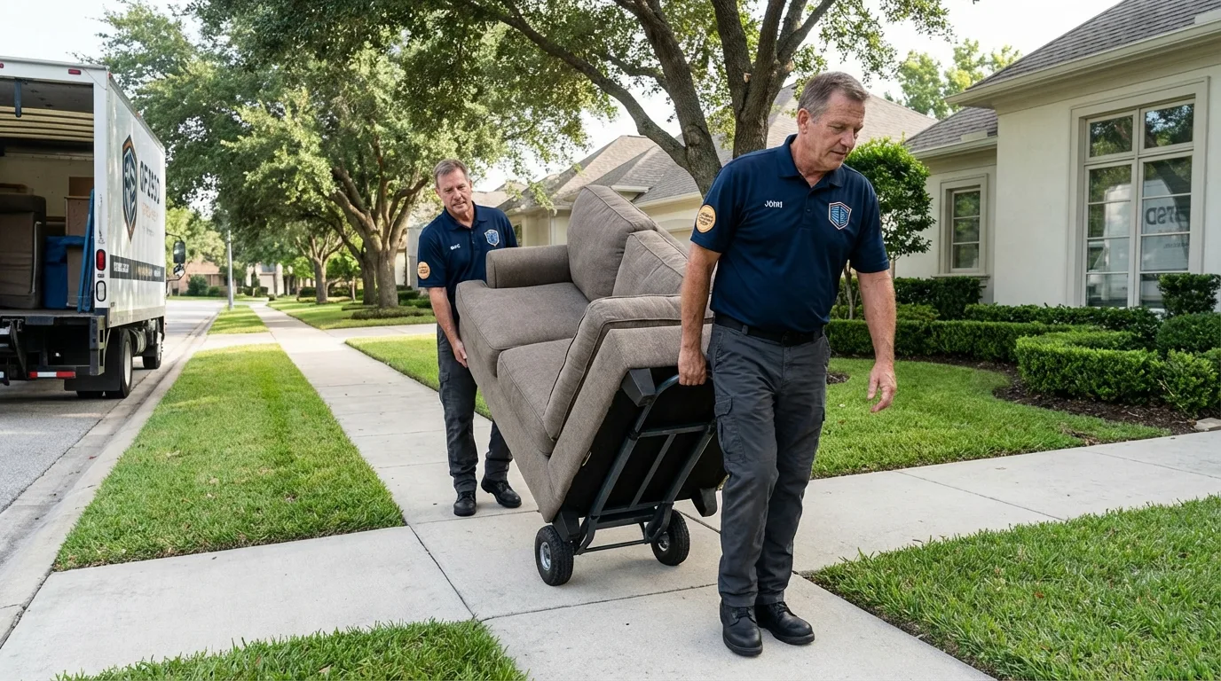 Local residential moving crew loading furniture in Reading, MI